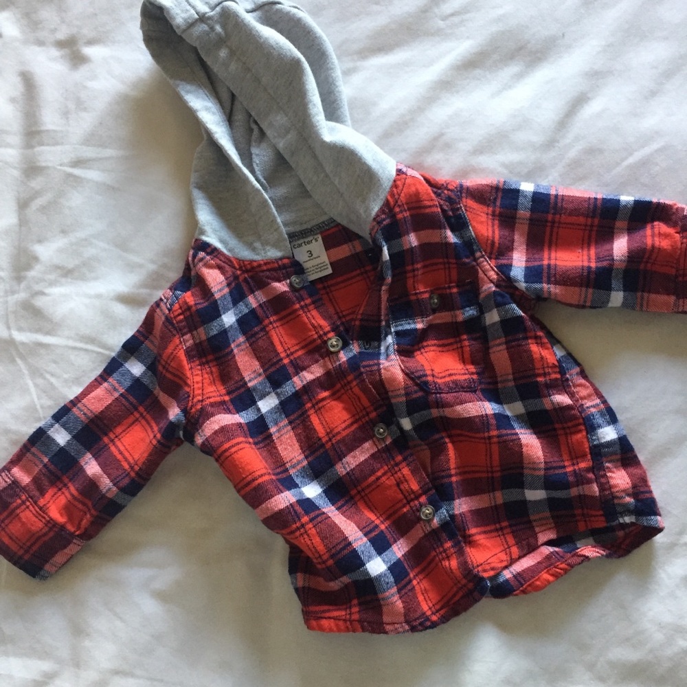 3 mo Baby Hoodie Jacket Red Plaid